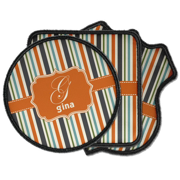 Custom Orange & Blue Stripes Iron on Patches (Personalized)