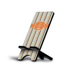 Orange & Blue Stripes Cell Phone Stand (Large) (Personalized)
