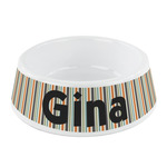 Orange & Blue Stripes Plastic Dog Bowl - Small (Personalized)