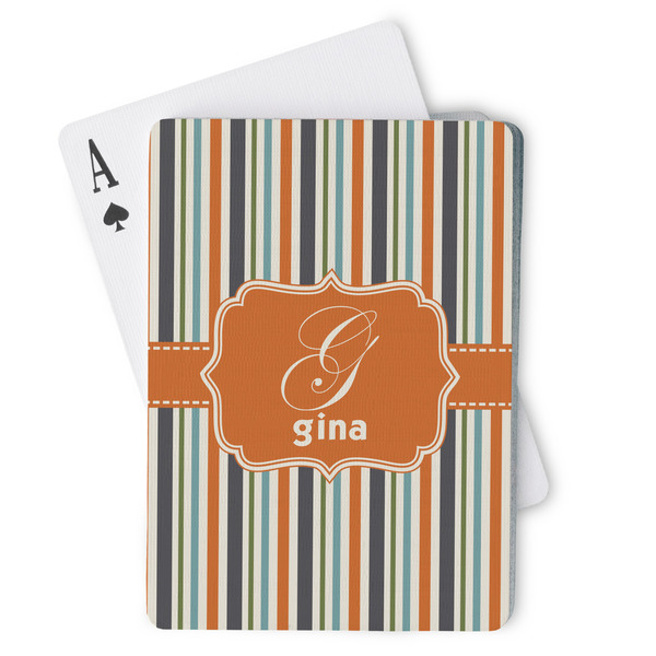 Custom Orange & Blue Stripes Playing Cards (Personalized)