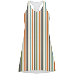 Orange & Blue Stripes Racerback Dress - Medium