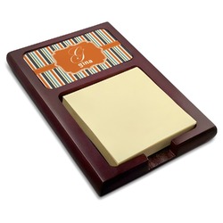 Orange & Blue Stripes Red Mahogany Sticky Note Holder (Personalized)