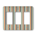 Orange & Blue Stripes Rocker Style Light Switch Cover - Three Switch