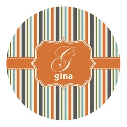 Orange & Blue Stripes Round Decal - Small (Personalized)