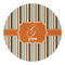 Orange & Blue Stripes Round Paper Coaster - Approval