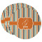 Orange & Blue Stripes Round Paper Coaster - Main