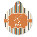 Orange & Blue Stripes Round Pet ID Tag (Personalized)