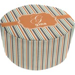 Orange & Blue Stripes Round Pouf Ottoman (Personalized)