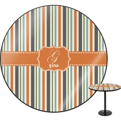 Orange & Blue Stripes Round Table - 24" (Personalized)
