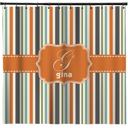 Orange & Blue Stripes Shower Curtain - Custom Size (Personalized)