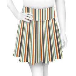 Orange & Blue Stripes Skater Skirt - Medium
