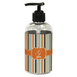 Orange & Blue Stripes Plastic Soap / Lotion Dispenser (8 oz - Small - Black) (Personalized)