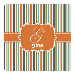 Orange & Blue Stripes Square Decal - Large (Personalized)