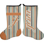 Orange & Blue Stripes Holiday Stocking - Double-Sided - Neoprene (Personalized)