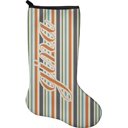 Orange & Blue Stripes Holiday Stocking - Single-Sided - Neoprene (Personalized)