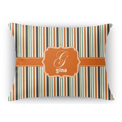 Orange & Blue Stripes Rectangular Throw Pillow Case (Personalized)