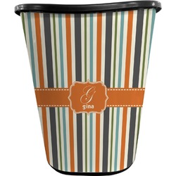 Orange & Blue Stripes Waste Basket - Single Sided (Black) (Personalized)
