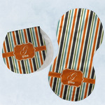 Orange & Blue Stripes Burp Pads - Velour - Set of 2 w/ Name and Initial