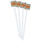 Orange & Blue Stripes White Plastic Stir Stick - Double Sided - Square - Front