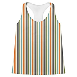 Orange & Blue Stripes Womens Racerback Tank Top - Small