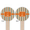 Orange & Blue Stripes Wooden 6" Food Pick - Round - Double Sided - Front & Back
