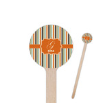 Orange & Blue Stripes 6" Round Wooden Stir Sticks - Double Sided (Personalized)