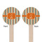 Orange & Blue Stripes Wooden 6" Stir Stick - Round - Double Sided - Front & Back