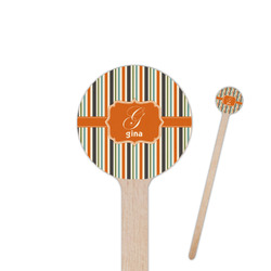 Orange & Blue Stripes 7.5" Round Wooden Stir Sticks - Double Sided (Personalized)