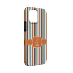 Orange & Blue Stripes iPhone Case - Rubber Lined - iPhone 13 Mini (Personalized)