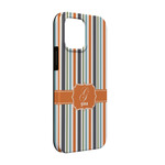 Orange & Blue Stripes iPhone Case - Rubber Lined - iPhone 13 (Personalized)