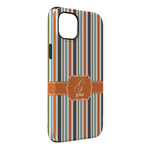 Orange & Blue Stripes iPhone Case - Rubber Lined - iPhone 14 Plus (Personalized)