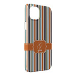 Orange & Blue Stripes iPhone Case - Plastic - iPhone 14 Pro Max (Personalized)