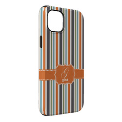 Orange & Blue Stripes iPhone Case - Rubber Lined - iPhone 14 Pro Max (Personalized)