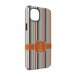 Orange & Blue Stripes iPhone Case - Rubber Lined - iPhone 14 Pro (Personalized)