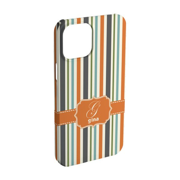 Custom Orange & Blue Stripes iPhone Case - Plastic - iPhone 15 Pro (Personalized)