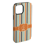 Orange & Blue Stripes iPhone Case - Rubber Lined - iPhone 15 Pro Max (Personalized)