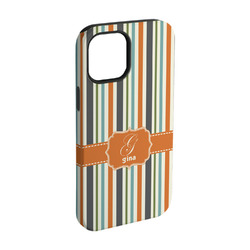 Orange & Blue Stripes iPhone Case - Rubber Lined - iPhone 15 (Personalized)