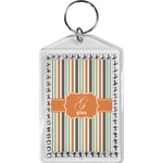 Orange & Blue Stripes Bling Keychain (Personalized)