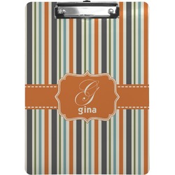 Orange & Blue Stripes Clipboard (Letter Size) (Personalized)