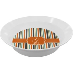 Orange & Blue Stripes Melamine Bowl - 12 oz (Personalized)