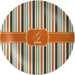 Orange & Blue Stripes Melamine Plate (Personalized)