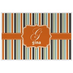 Orange & Blue Stripes Laminated Placemat w/ Name and Initial