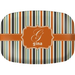 Orange & Blue Stripes Melamine Platter (Personalized)