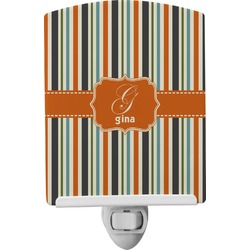 Orange & Blue Stripes Ceramic Night Light (Personalized)