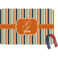 Orange & Blue Stripes Rectangular Fridge Magnet (Personalized)