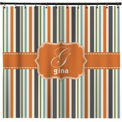 Orange & Blue Stripes Shower Curtain - 71" x 74" (Personalized)