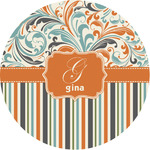 Orange Blue Swirls & Stripes Multipurpose Round Labels - 1" (Personalized)