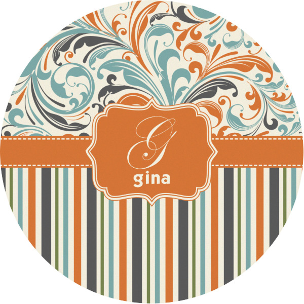 Custom Orange Blue Swirls & Stripes Multipurpose Round Labels - 1" (Personalized)