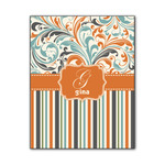 Orange Blue Swirls & Stripes Wood Print - 11x14 (Personalized)