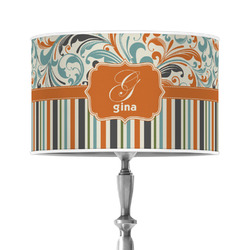 Orange Blue Swirls & Stripes 12" Drum Lamp Shade - Poly-film (Personalized)